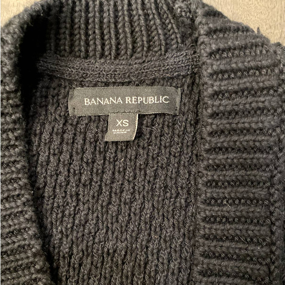 Banana Republic Black Wool Blend Open Front Belt Cardigan size XS - Picture 2 of 6